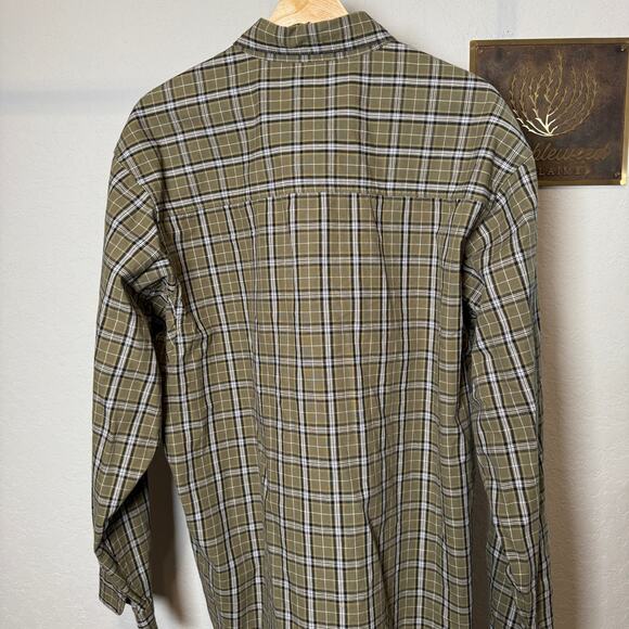 Men's Wrangler Rugged Wear Green Plaid Button Front Long Sleeve Shirt Size XL - Picture 5 of 7